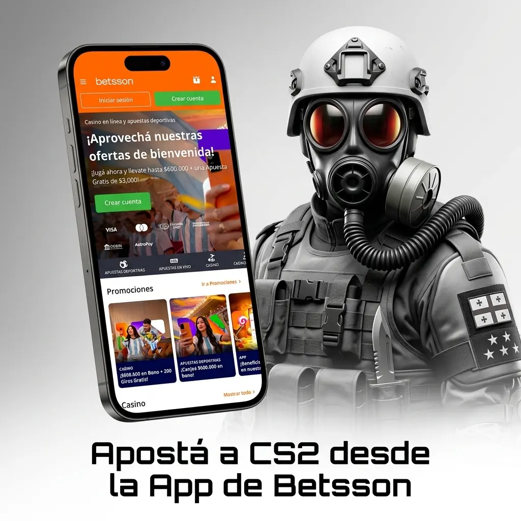 App de Betsson para apostar en CS2 desde iOS y Android en Argentina con mercados en vivo de Counter-Strike 2