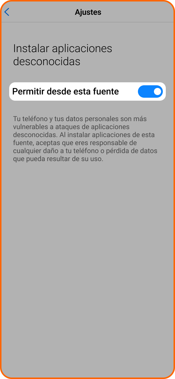 Permite la instalación desde fuentes desconocidas en Betsson.