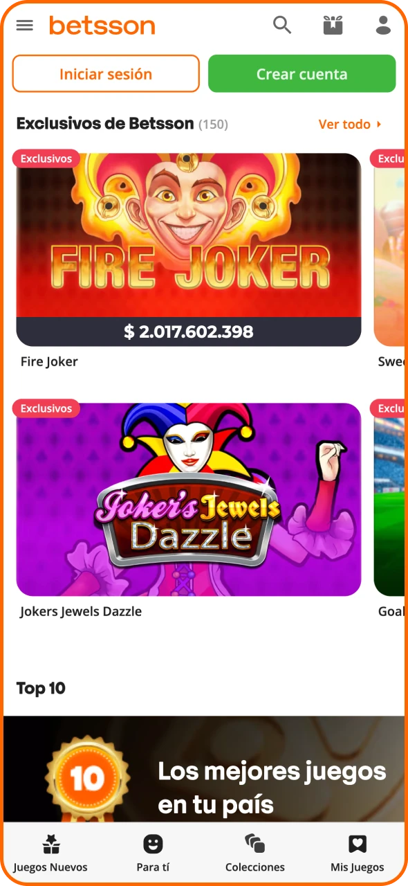 Abre el sitio web de Betsson desde tu navegador Safari.