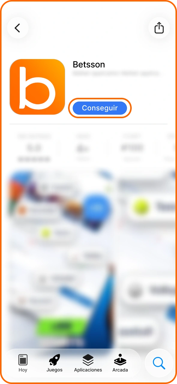 Confirma la instalación de la aplicación de Betsson en la App Store.
