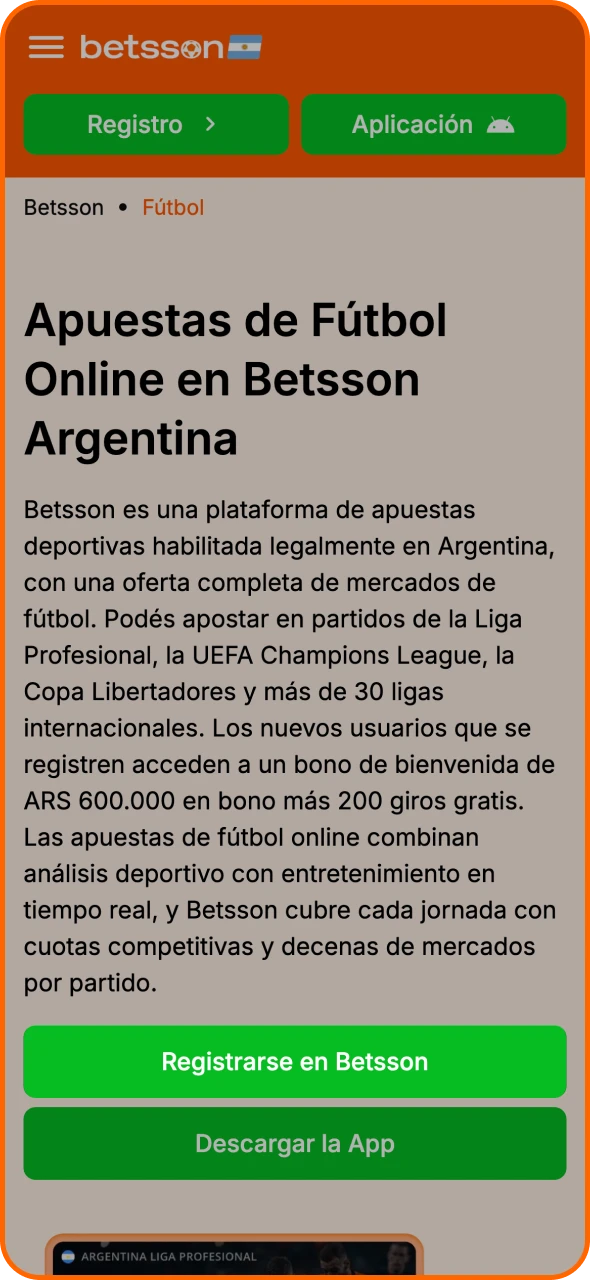 Haz clic en el botón de la página oficial de Betsson para iniciar el registro.